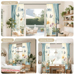 rideau imprimé fleurs papillons textes sweet moderne opacité polyester bleu blanc beige