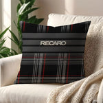 coussin carré moderne imprimé tartan noir blanc 45x45cm polyester amovible