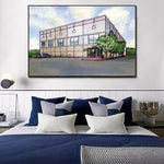 impression toile aquarelle building moderne décoration intérieure salon chambre minimaliste