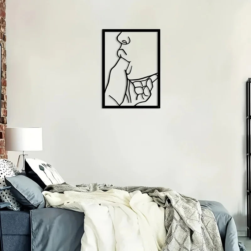 tableau mural abstrait minimaliste contemporain fer noir blanc résistant rouille