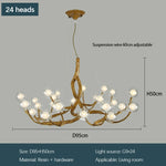 lampe suspendue moderne dorée branches naturelles 12 boules verre chaînes métalliques salon chambre