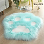 tapis blanc rose pâle motif pattes chat doux fourré acrylique daim moderne chambre maison