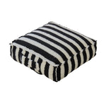 coussin carré laine rayé rouge blanc noir décoration maison confortable siège repos pied