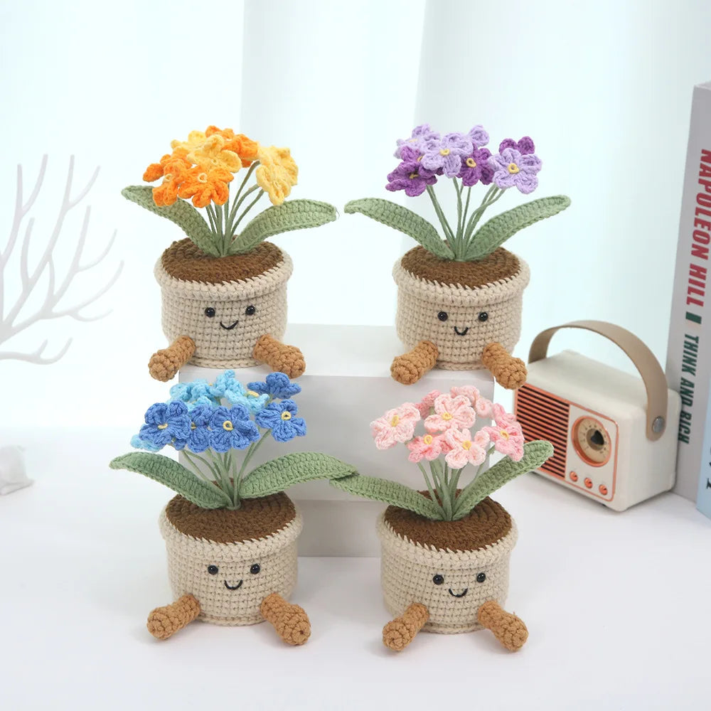 décoration intérieure pot fleurs crochet personnalisé couleur beige marron vert bleu rose violet