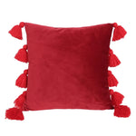 housse coussin velours moderne bohème couleur unie pompon décoratif 45x45cm