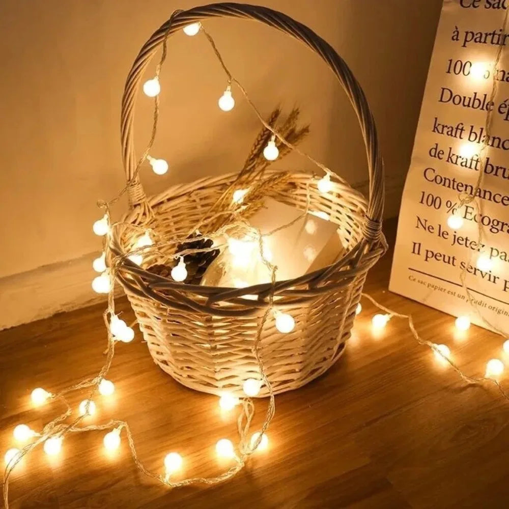guirlande lumineuse boules blanches multicolores décoration led usb mariage jardin fête noël extérieur