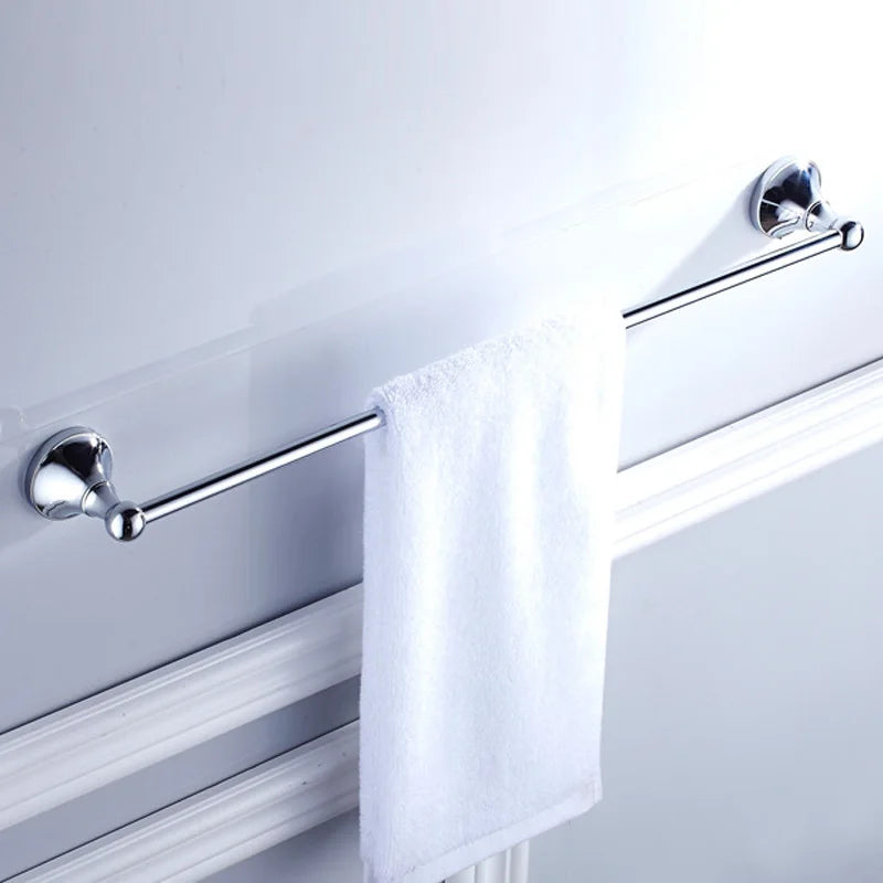 porte serviettes mural or chrome lisse brillant classique vis fixé serviette blanche