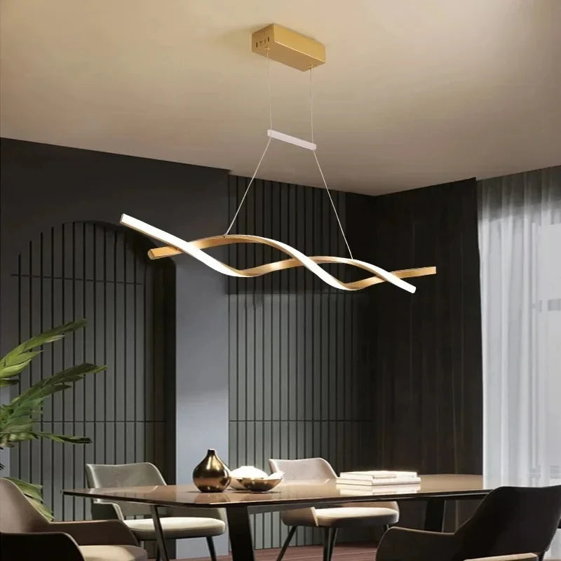 suspension lumineuse moderne pendentif led ondulé blanc doré gris réglable