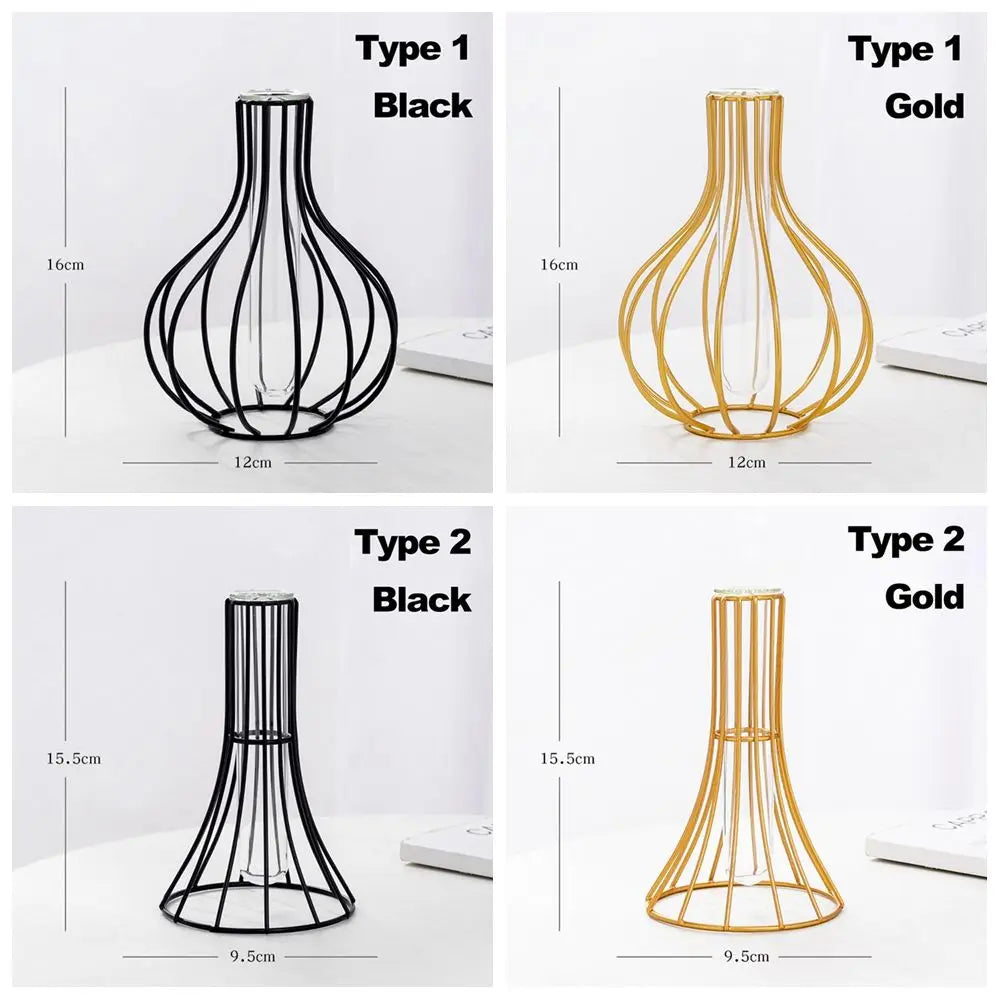 vase moderne métal noir doré verre transparent décoration contemporaine minimaliste