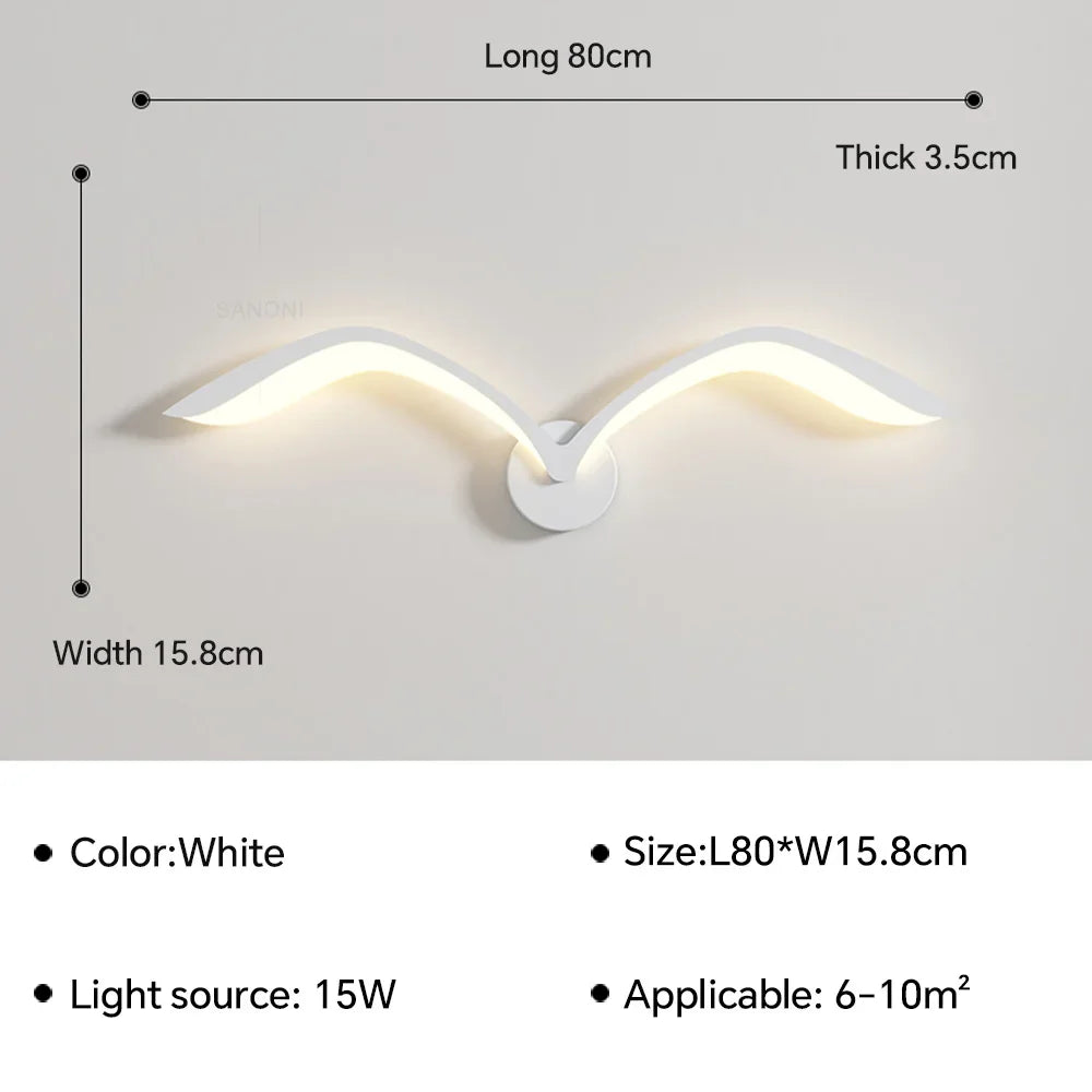 applique murale moderne oiseau blanc marron lumiere led fixation murale minimaliste deco chambre salon