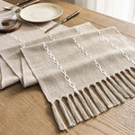 nappe lin rustique rayures relief franges champêtre halloween noel mariage