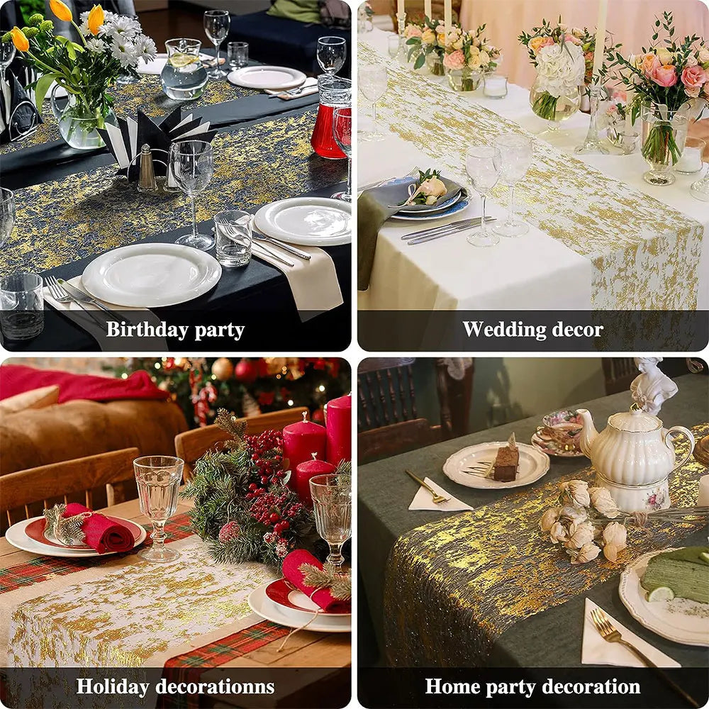 tableau pailleté doré sequins nappes fêtes thème mariage noël anniversaire