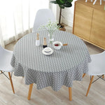 nappe ronde moderne triangles géométriques jaune bleu gris washable table manger mariage fête