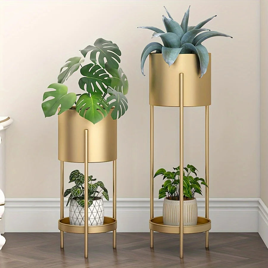 support plantes or moderne étagère métal assemblage plante monstera decoratifintérieur balcon minimalistephilms lisses verts