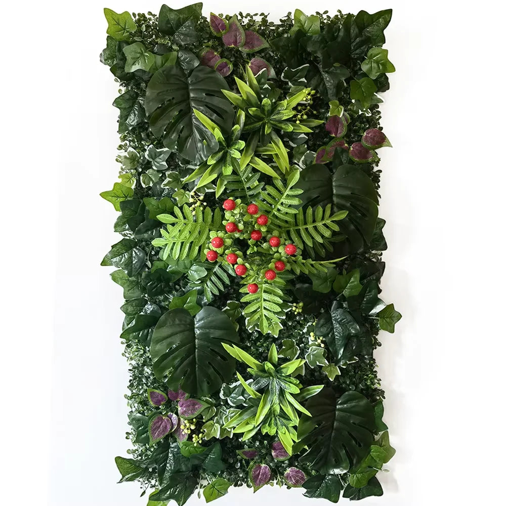 panneau mural artificiel herbe feuilles vert moderne décoration extérieur accroché maison festive