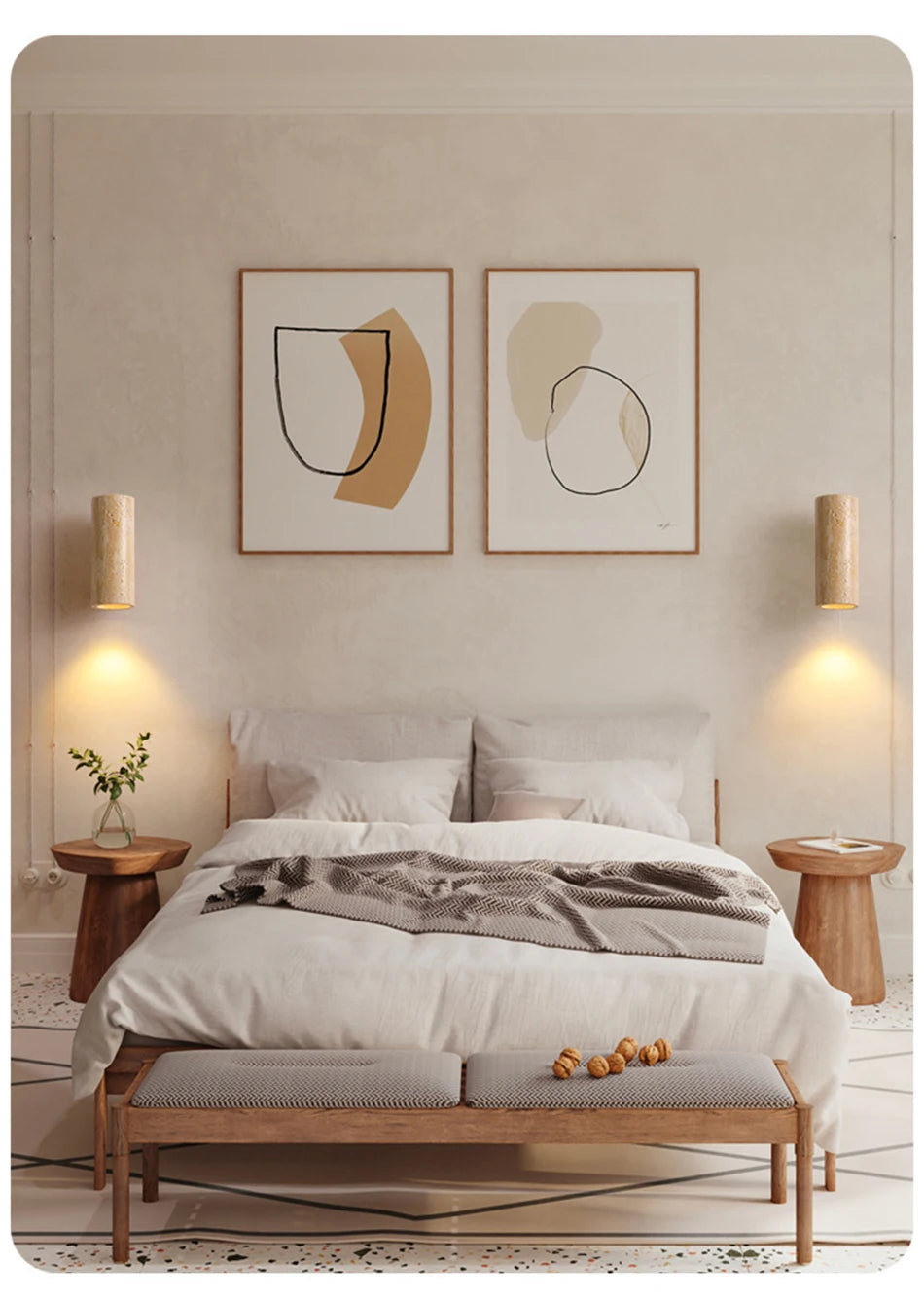 Installation de l'applique murale au-dessus d'un lit