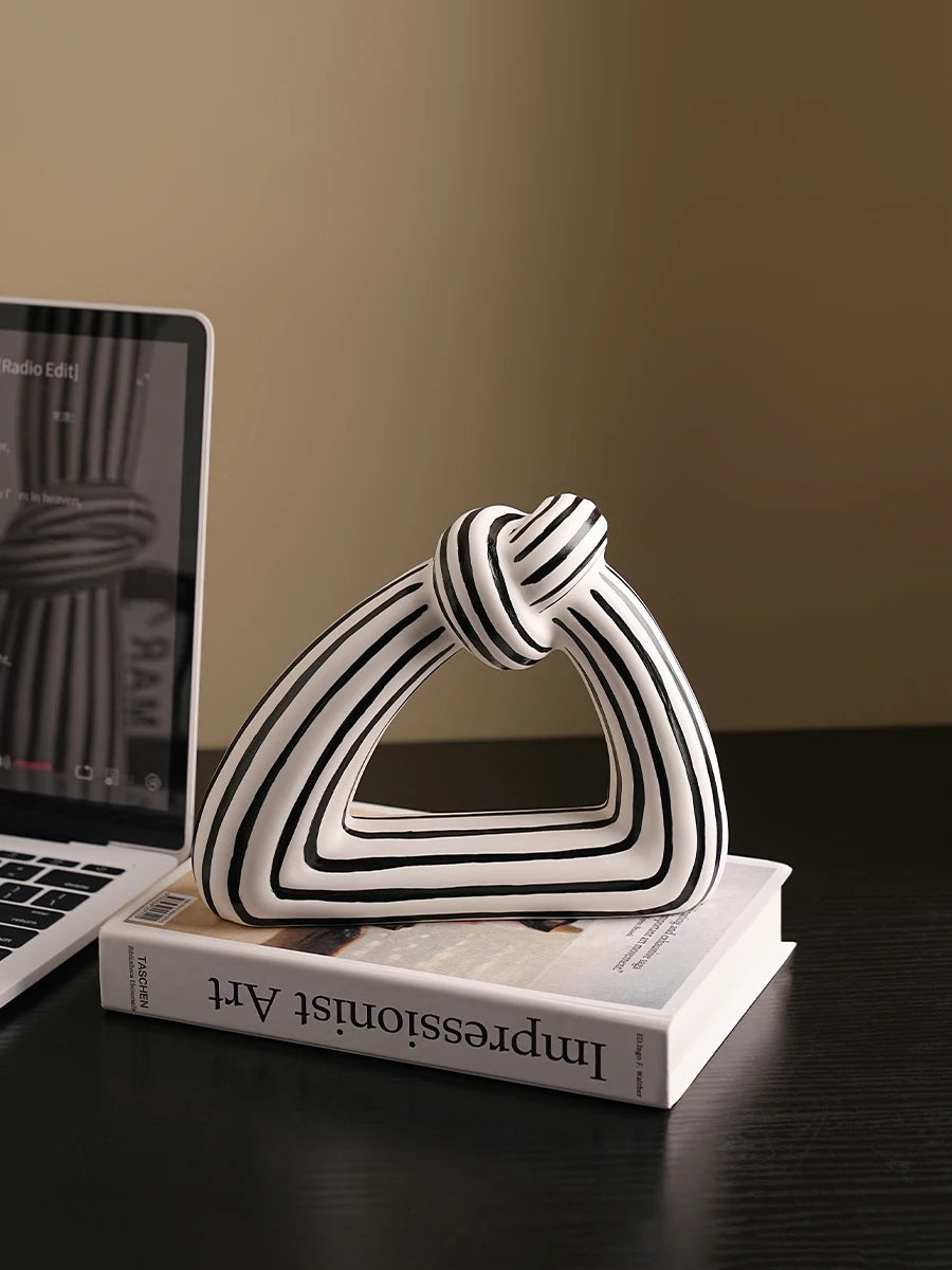 vase céramique nœud rayé noir blanc sculpture miroir moderne géométrique ornement décointérieur