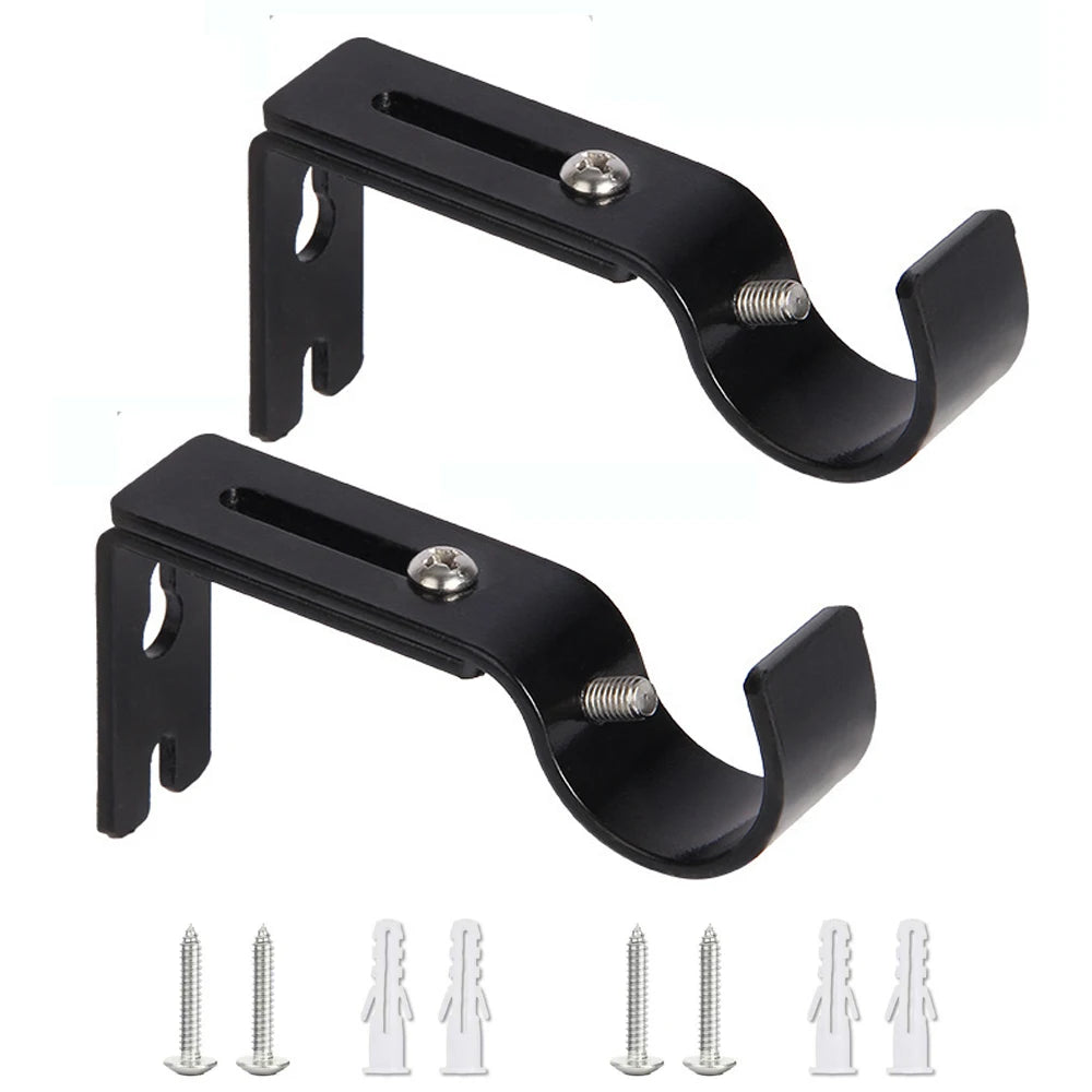 supports rideau modernes métal noir vis réglables tringle pouce opaques accessoires voilures