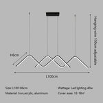 suspension lumineuse pendentif led moderne minimaliste ligne ondulée blanc opacité restaurant cuisine