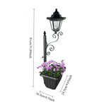 lampe solaire classique métal forgé pot fleurs noir extérieur ambiance jardin led 12v 6w