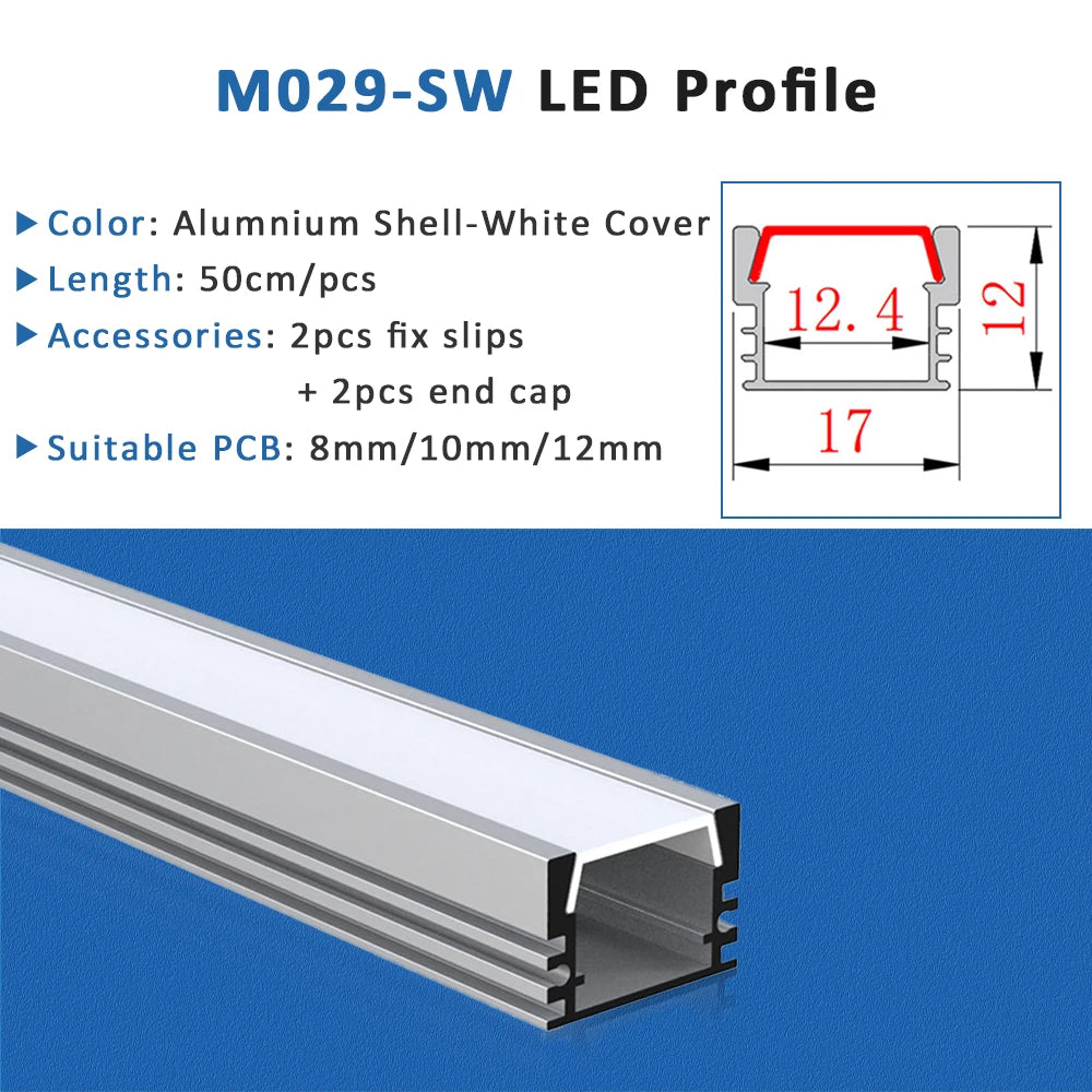 bande led profil aluminium 50cm flexible moderne adhésif opaque silver white