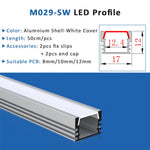 bande led profil aluminium 50cm flexible moderne adhésif opaque silver white