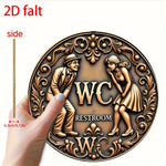 plaque decorative wc art deco bronze personnages humoristiques motifs floraux chambre bain