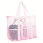 Sac plage violet noir bleu clair vert rose maille respirante réutilisable moderne poignées