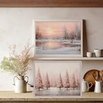 Affiche noel rose renne pere noel