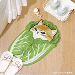 tapis sol salle bain motif chat cartoon absorbant antidérapant séchage rapide coton doux