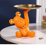 support bijoux moderne ours mignons vert rose orange blanc opacité doré assiettes