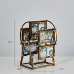 cadre photo vintage grande roue transparent bronze or argenté decoration florale photos inclusion industrielle