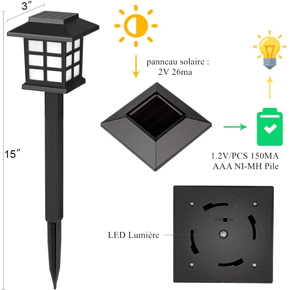 lumière solaire moderne noire carré blanc auto extérieure jardin patio pièces led