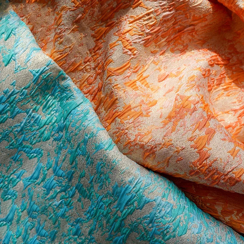 tissu polyester bleu clair texture marbrée tissu jacquard moderne résistant matériaux bricolage texturé opaque