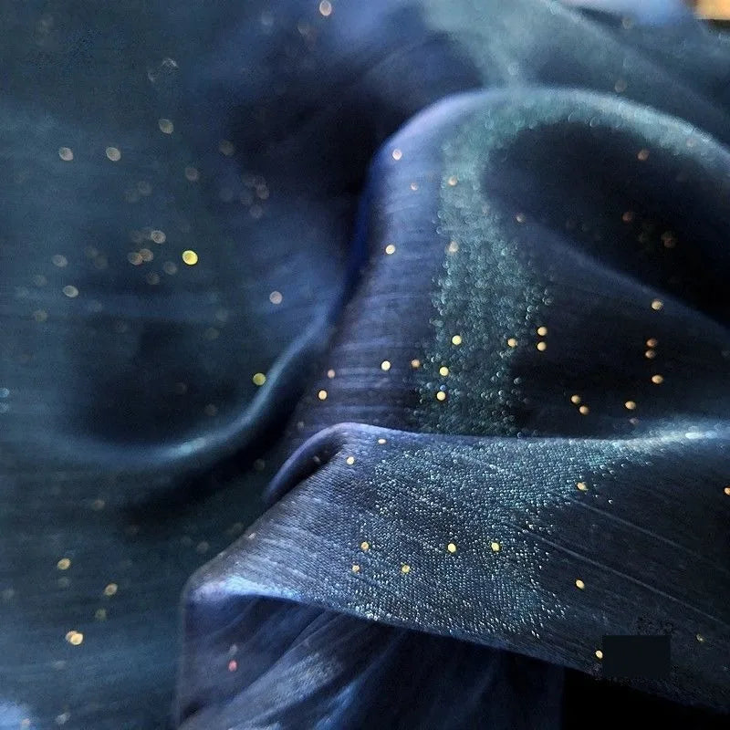 tulle paillettes dorées bleu nuit noir translucide élégant mariage robe jupes cérémonie glamour polyester