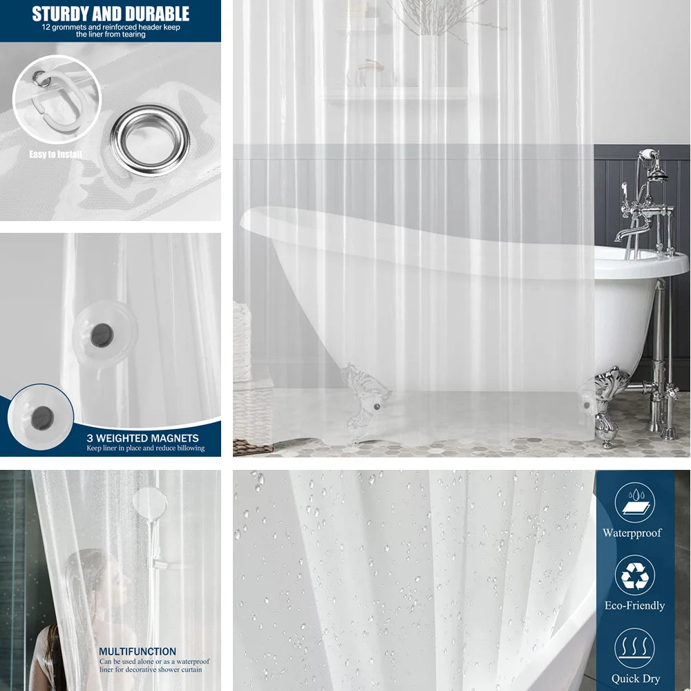 rideau douche transparent moderne aimants lestés blanc gris rose