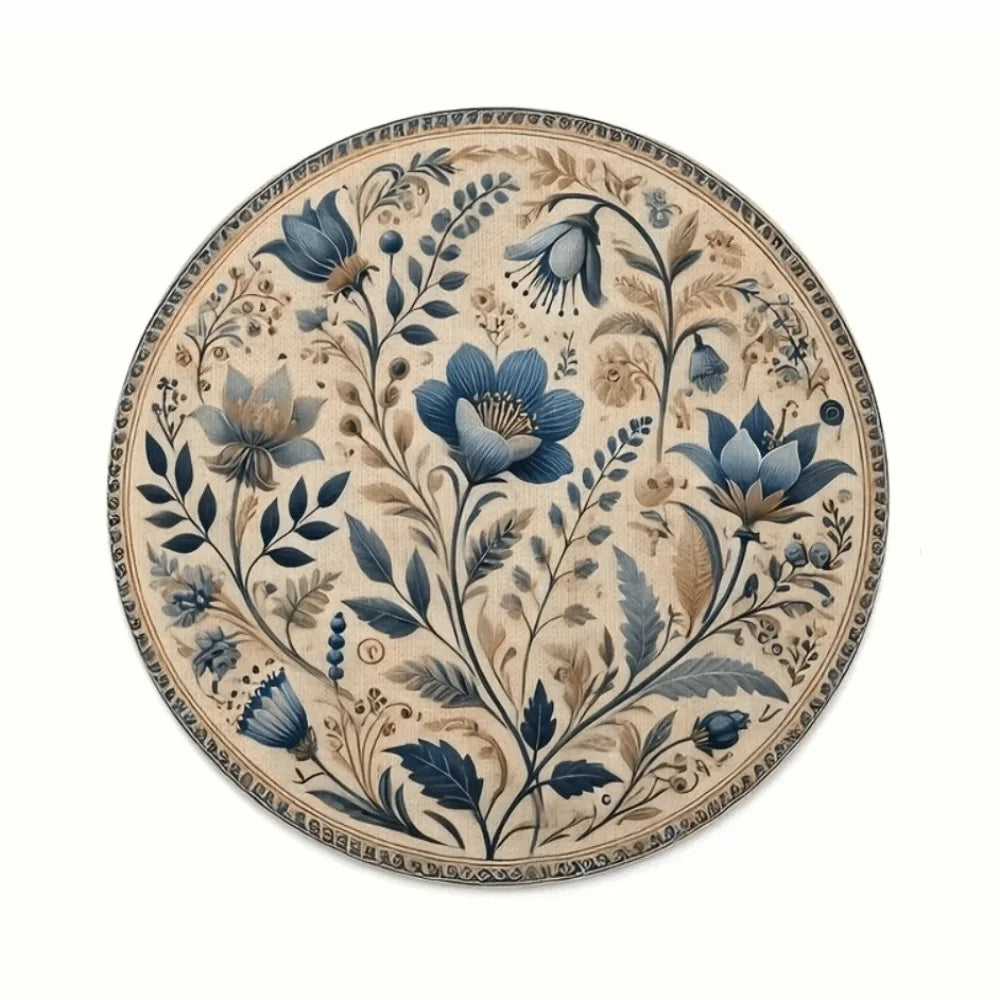 placemat classique floral beige bleu table salle manger anti dérapant 35cm traditionnel