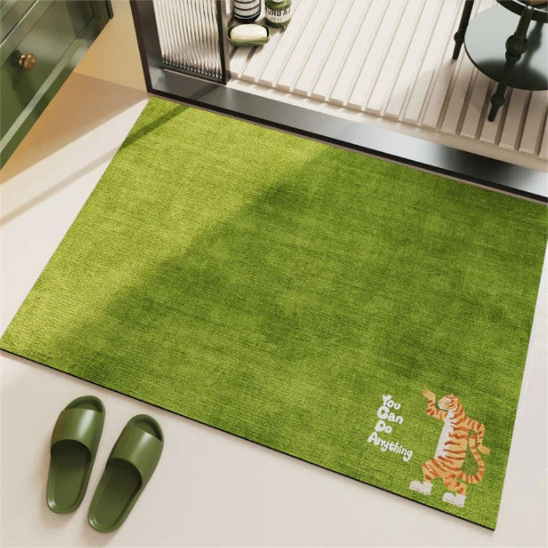 tapis sol antidérapant diatomée imperméable dessin animé moutons train pandas éléphants canards vert salon
