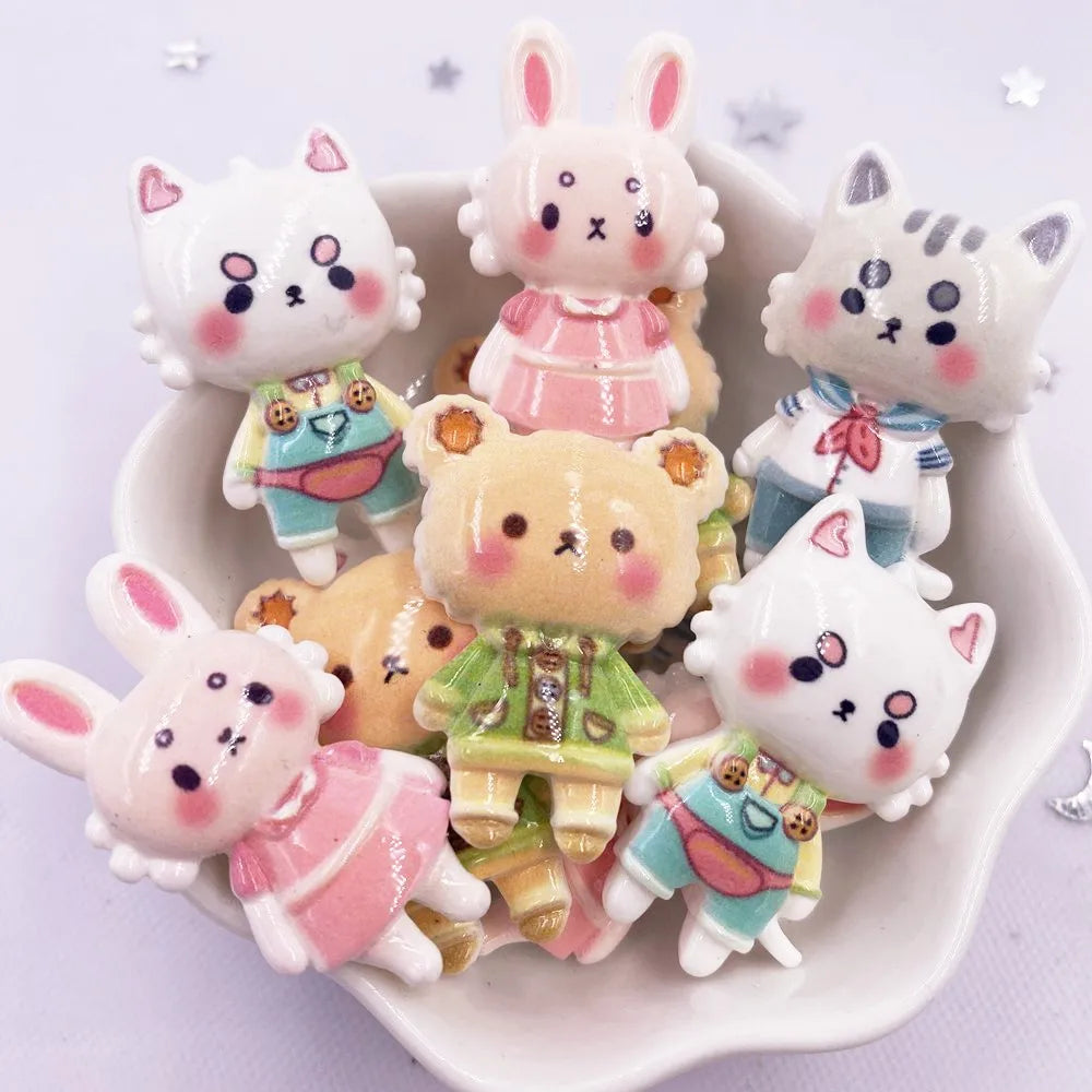 figurines animaux mignonnes colorées résine scrapbook bricolage accessoires décoration cartoon vêtements variés pack figuras