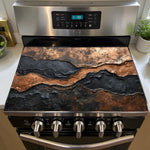 autocollant decoratif plaque cuisson noir cuivre rustique texture organique moderne 52x72cm