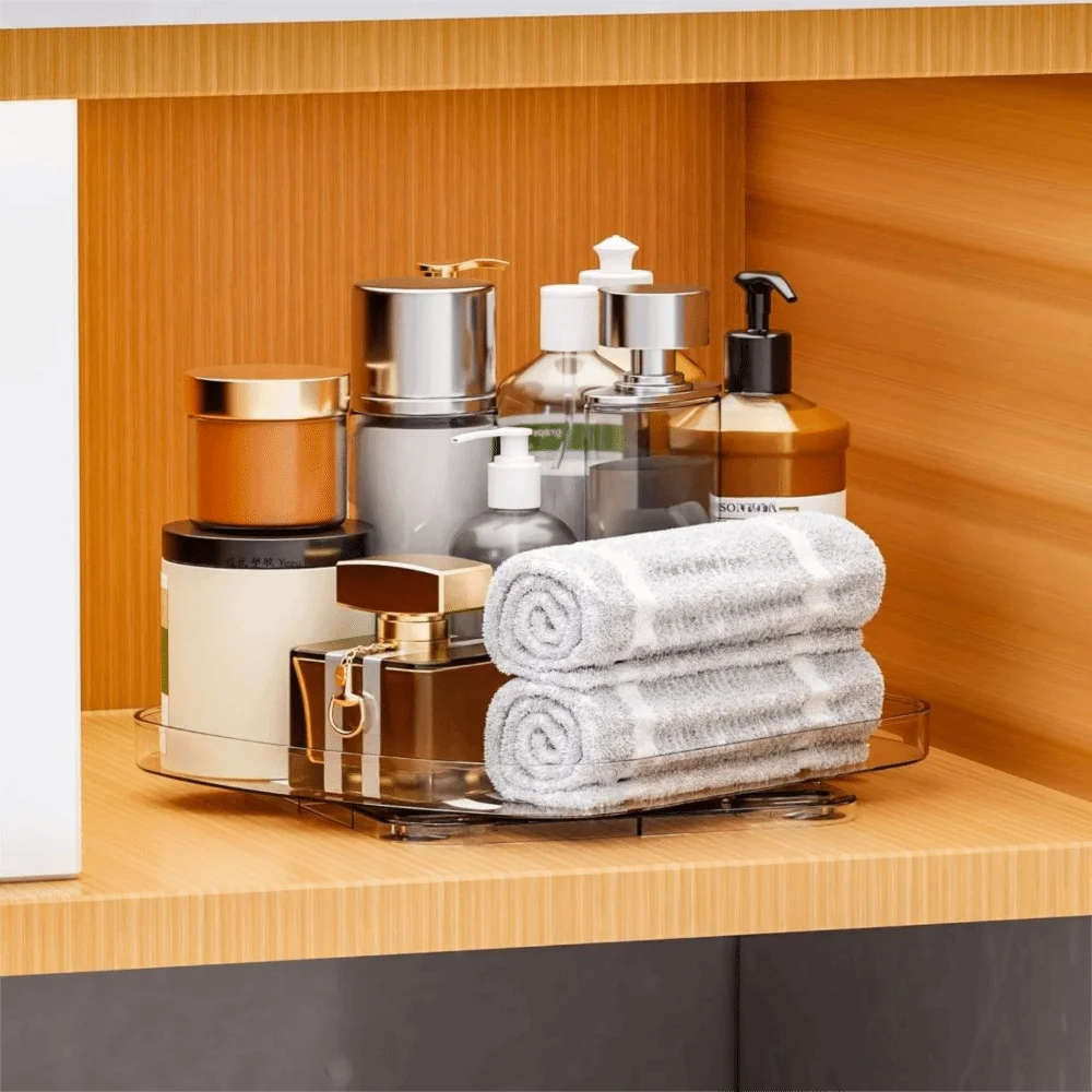 organiseur condiments transparent rotatif 360 degrés moderne plateau ovale cuisine rangement stable