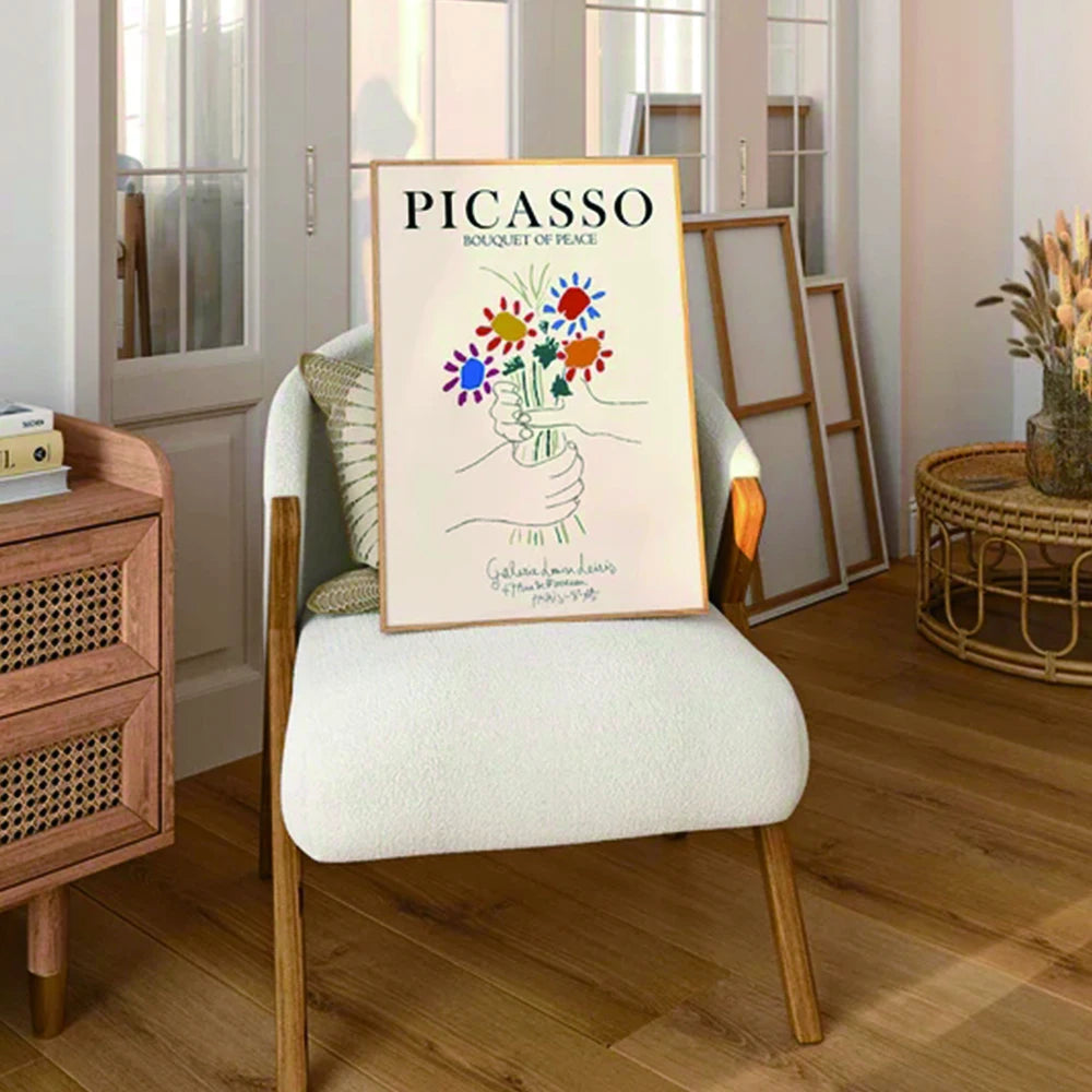 affiche picasso bouquet paix fleurs stylisées moderne salon chambre coucher décoration murale impression photo