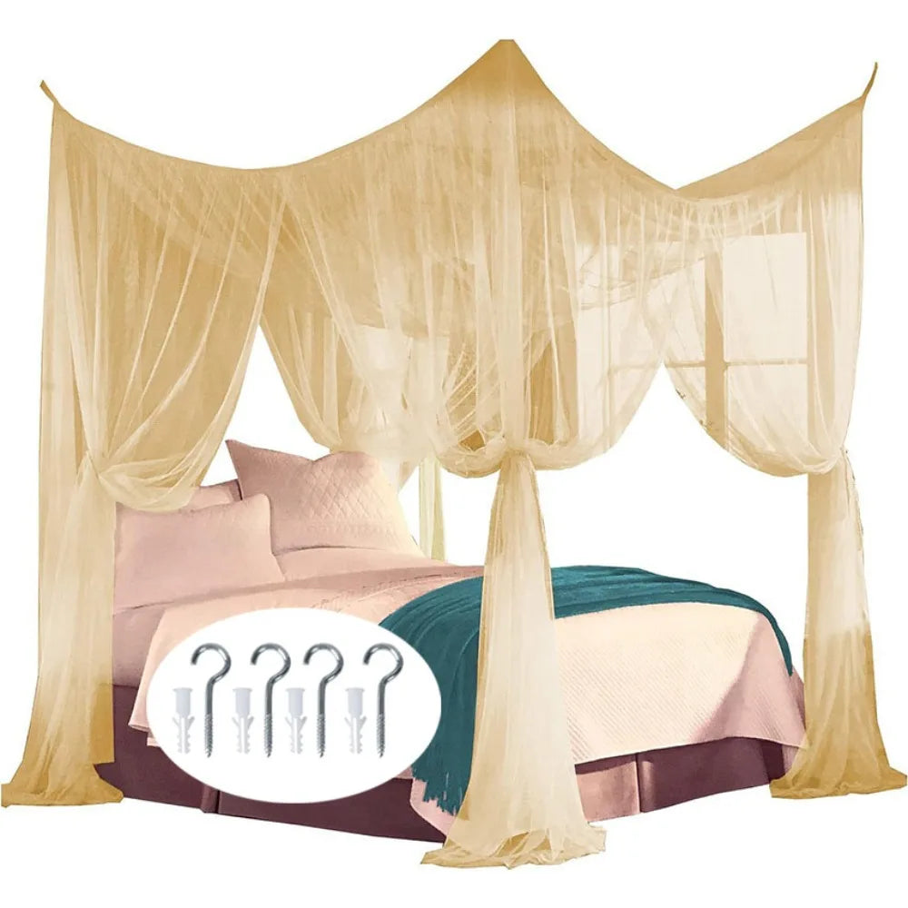 filet anti moustiques transparent moderne rose clair noir coton polyester crochets métalliques chambre coucher