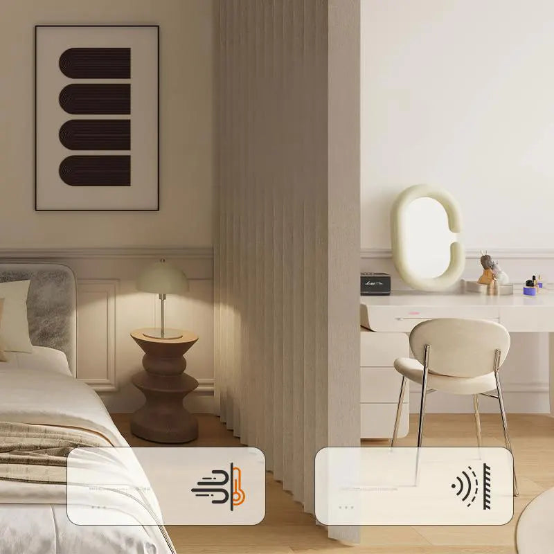 rideau plissé beige clair moderne imperméable salle bain cuisine séparation pièce opaque
