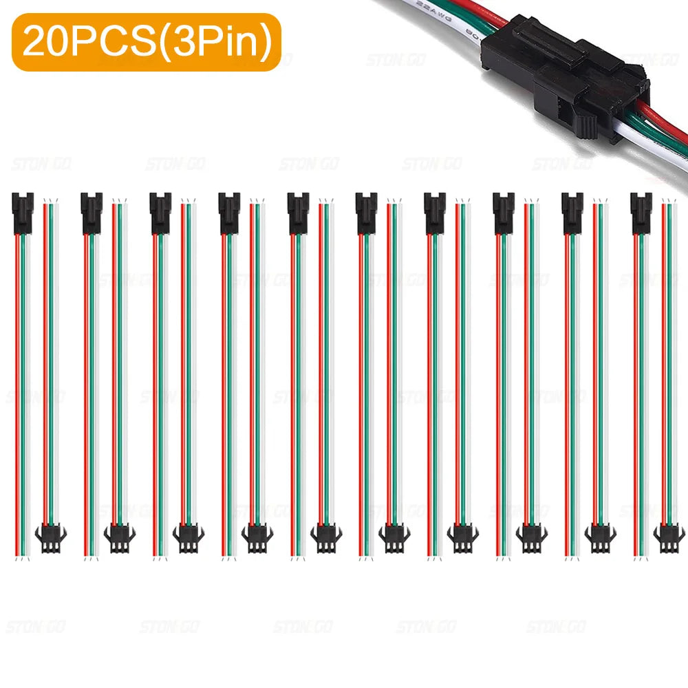 câbles électrique connecteurs mâle femelle 24v 2pin 3pin 4pin 5pin noir rouge vert