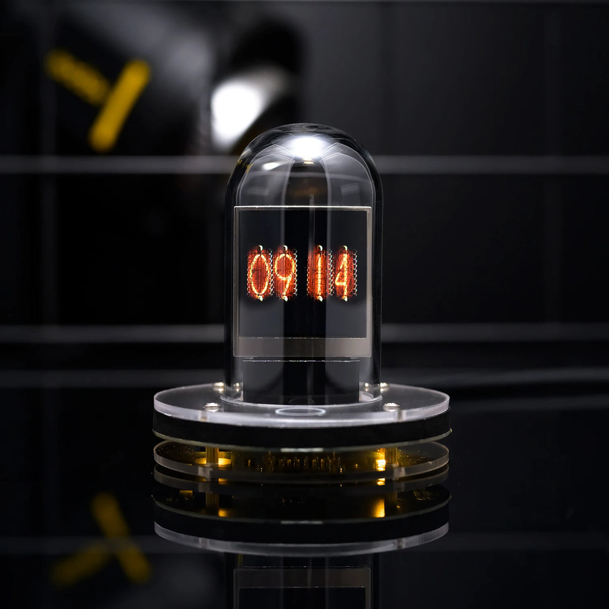 horloge digitale nixie tubes écran tactile météo date heure élégante moderne futuriste adhésif lumineuse