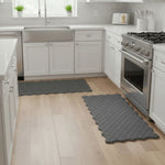 tapis cuisine noir motif géométrique moderne antidérapant sol durable imperméable gaufré festonné