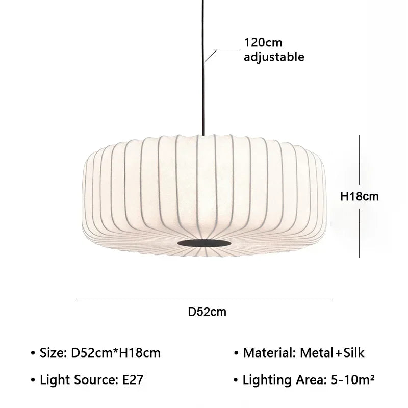 suspension lumineuse moderne soie beige clair rayures horizontales opacité chaînes noires 4200K 3000K 6500K