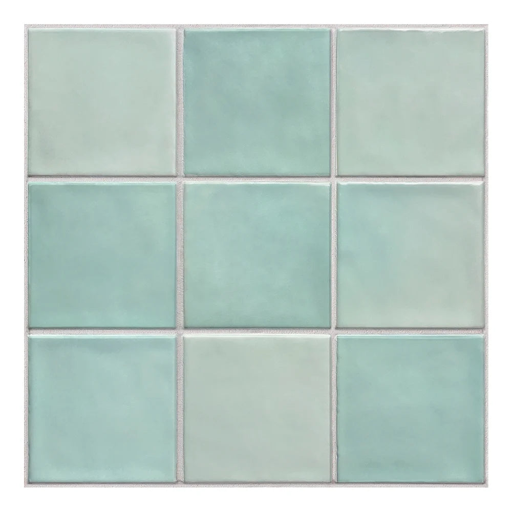 carreaux auto adhésifs pvc 3d vert pastel modernes cuisine salle bain mural 29x29cm