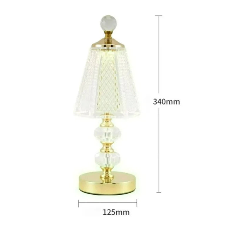lampe table led or transparent cristal moderne rechargeable sans fil abat jour geometrique